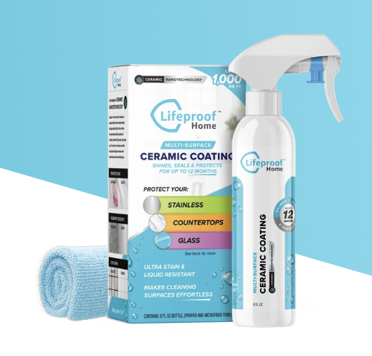 Lifeproof® Home 8oz ceramic coating spray bottle with free microfiber towel